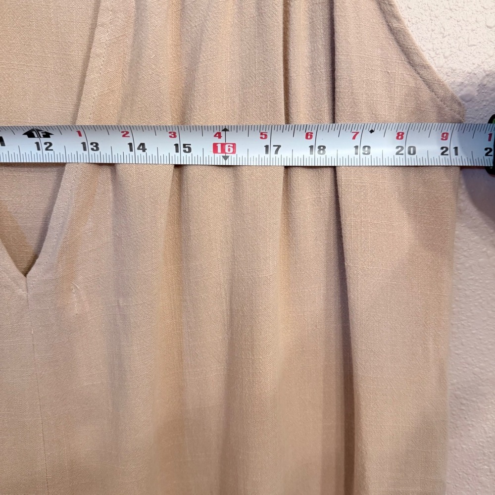 Petal + Pup Tan Linen Blend Wide Leg Sleeveless Open Back Jumpsuit NWT Size 12 - Picture 7 of 9